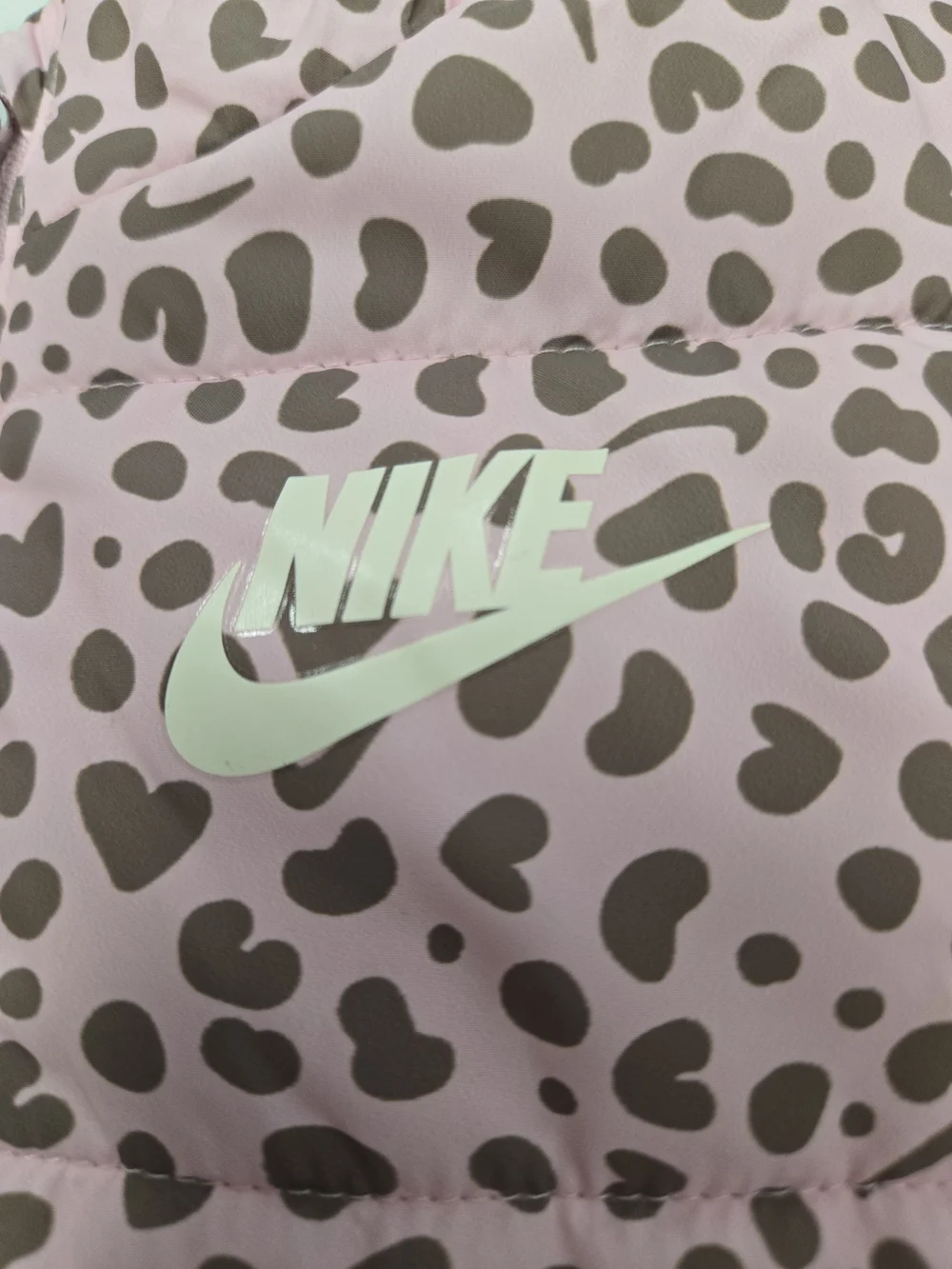 Nike Girls' Pink Leopard Print Puffer Vest